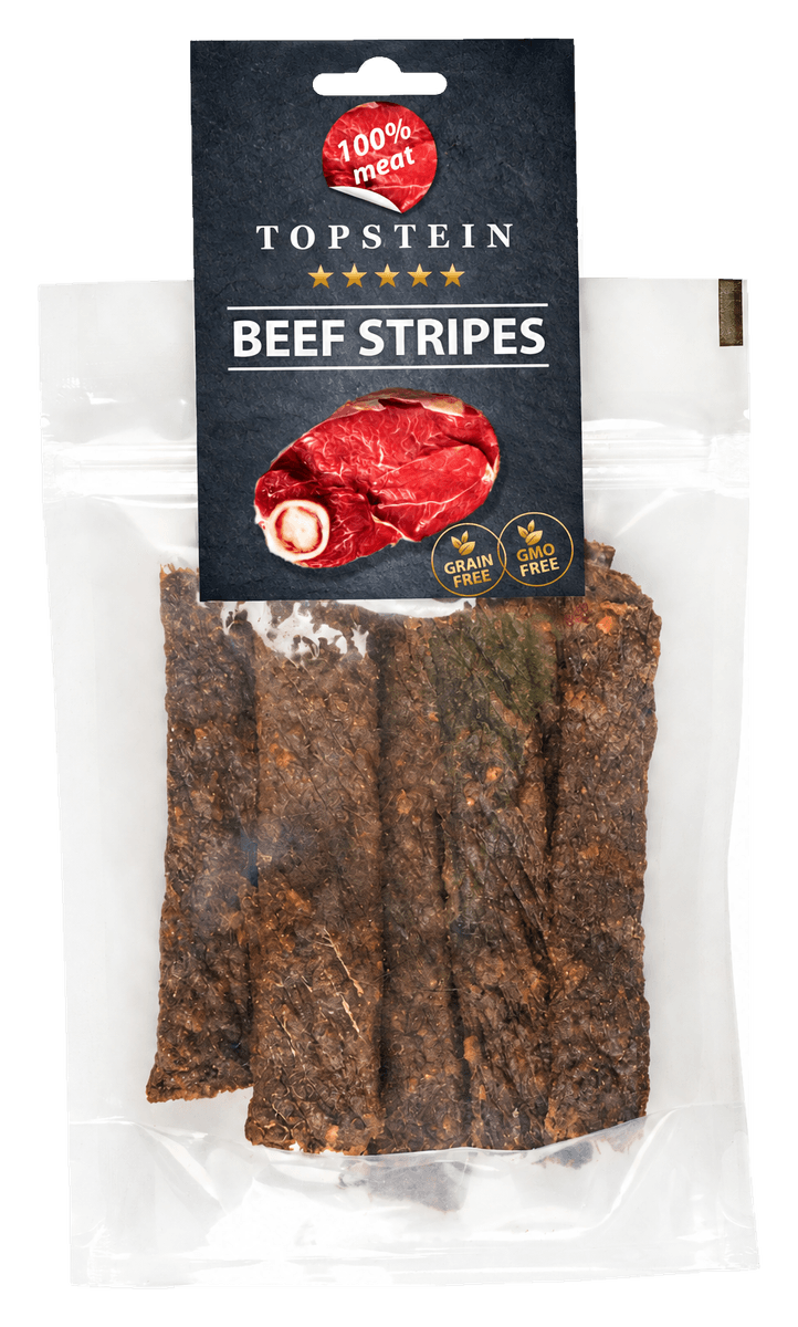 Topstein Beef Stripes, front of the pack