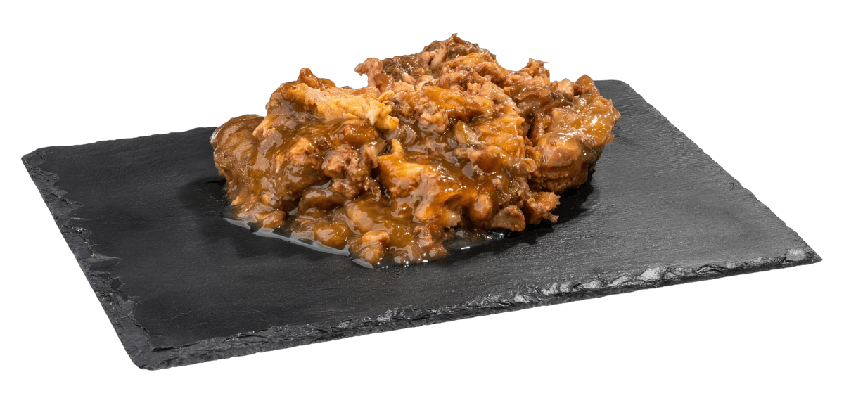Contents of a Topstein Chicken and Liver in a Can on a board