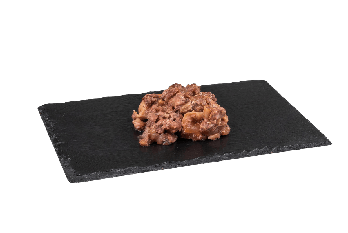 Contents of a Topstein Beef in a Can on a board
